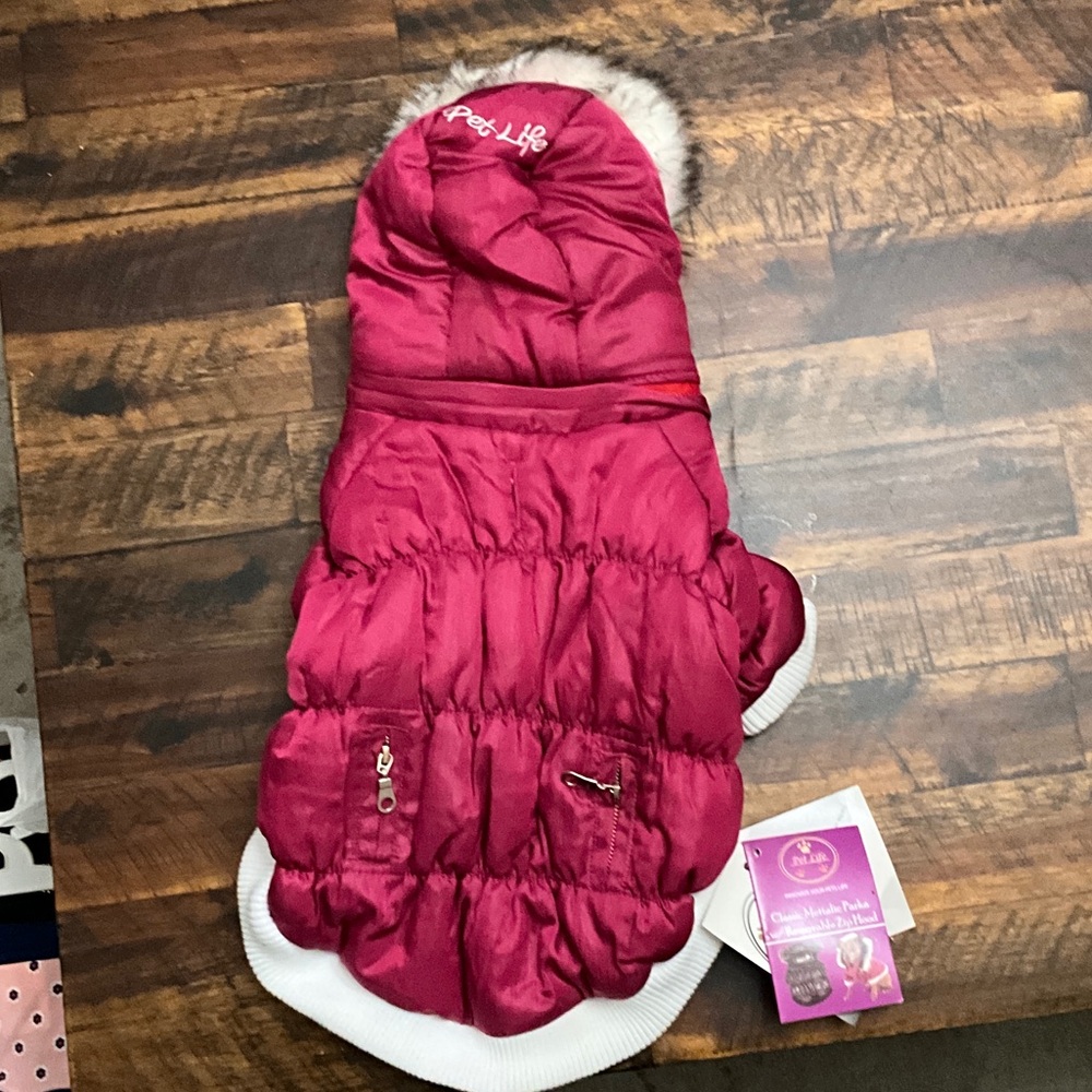 Pet Life Fuchsia Quilted Dog Jacket with Fur Hood